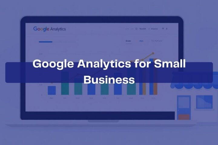 A computer screen displaying a web analytics dashboard, representing Google Analytics for small business use.